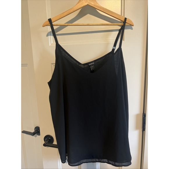 Torrid Chiffon Double Layer Swing Cami Tank Black Plus Size 2X 2 18 20 - Picture 1 of 4